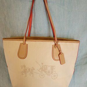 Coach canvas horse and carriage taxi zip tote canvas